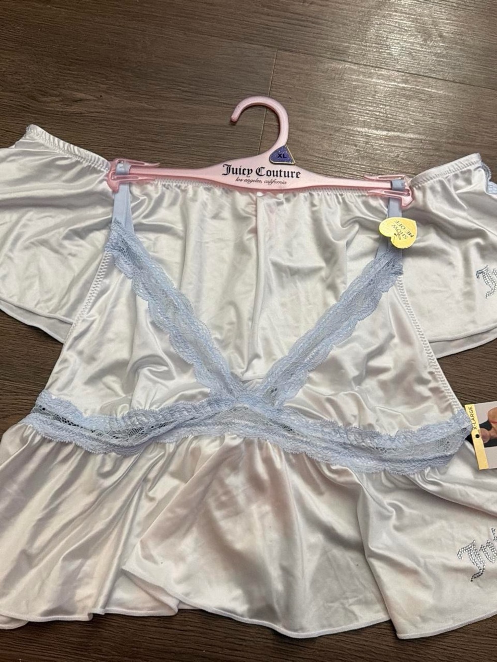 Juicy Couture Light Pink Satin Lace Trim Top and Panty Set NWT